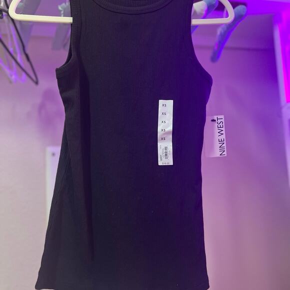 Nine West Ribbed Black Top - Picture 1 of 6